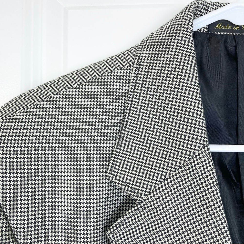 Circle S Western Sport Coat Plano Donegal‎ Jacket Black White Houndstooth 46 R - Picture 2 of 9